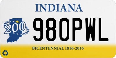 IN license plate 980PWL