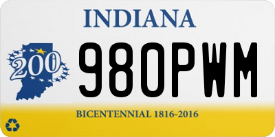 IN license plate 980PWM