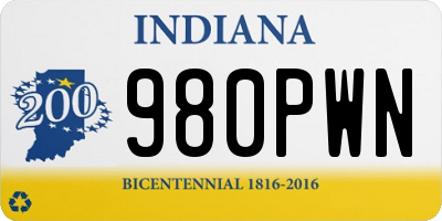 IN license plate 980PWN