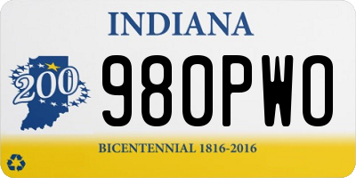 IN license plate 980PWO