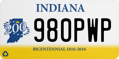 IN license plate 980PWP