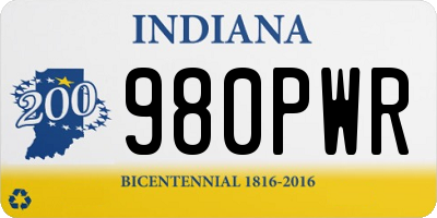 IN license plate 980PWR