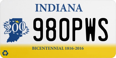 IN license plate 980PWS