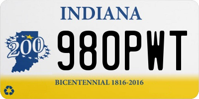 IN license plate 980PWT