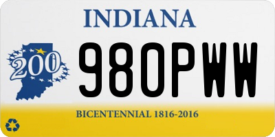 IN license plate 980PWW