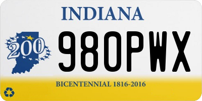 IN license plate 980PWX