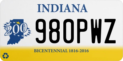 IN license plate 980PWZ