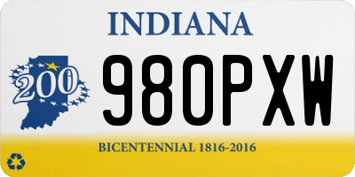 IN license plate 980PXW