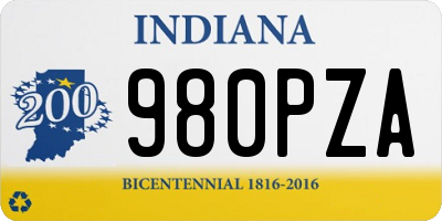 IN license plate 980PZA