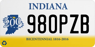 IN license plate 980PZB