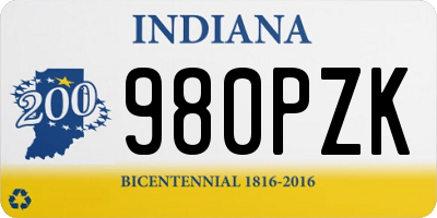 IN license plate 980PZK