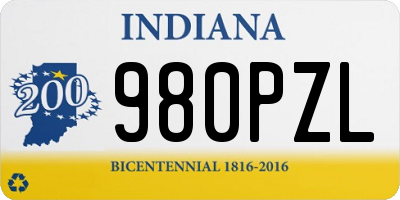 IN license plate 980PZL