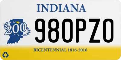IN license plate 980PZO