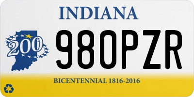 IN license plate 980PZR