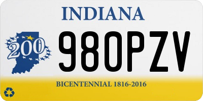 IN license plate 980PZV