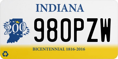 IN license plate 980PZW