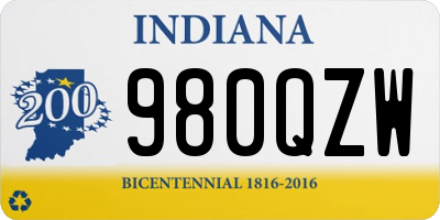 IN license plate 980QZW
