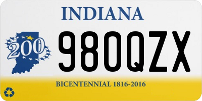 IN license plate 980QZX