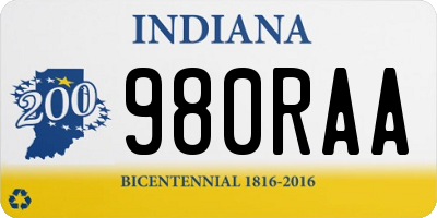 IN license plate 980RAA