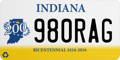 IN license plate 980RAG