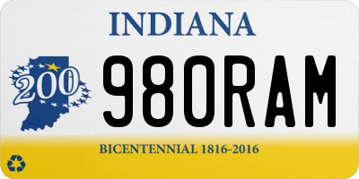 IN license plate 980RAM