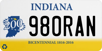IN license plate 980RAN