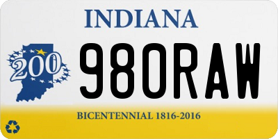 IN license plate 980RAW