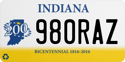 IN license plate 980RAZ