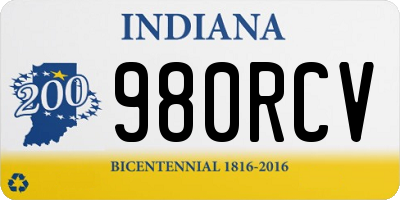 IN license plate 980RCV