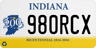 IN license plate 980RCX