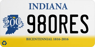 IN license plate 980RES