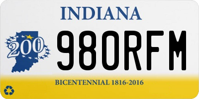 IN license plate 980RFM