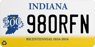 IN license plate 980RFN