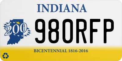 IN license plate 980RFP