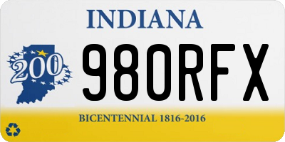 IN license plate 980RFX