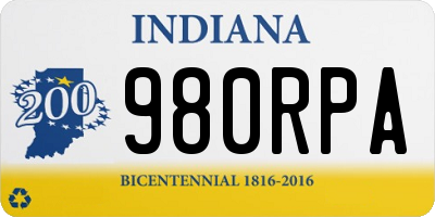 IN license plate 980RPA