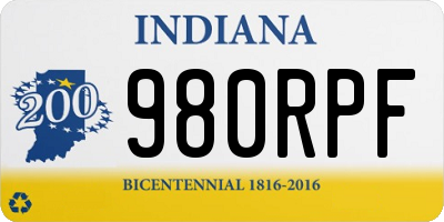 IN license plate 980RPF