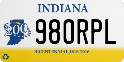 IN license plate 980RPL