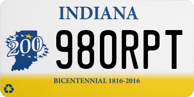 IN license plate 980RPT
