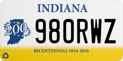 IN license plate 980RWZ