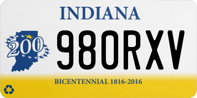 IN license plate 980RXV