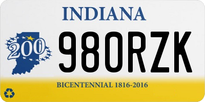 IN license plate 980RZK