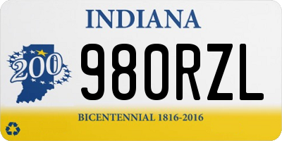 IN license plate 980RZL