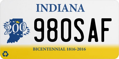IN license plate 980SAF