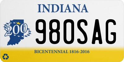 IN license plate 980SAG