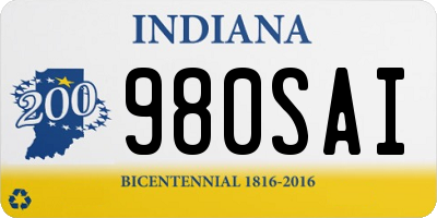IN license plate 980SAI