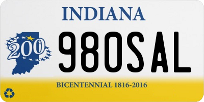 IN license plate 980SAL