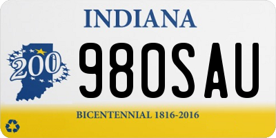 IN license plate 980SAU