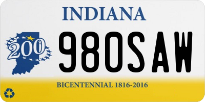 IN license plate 980SAW