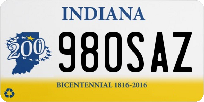 IN license plate 980SAZ